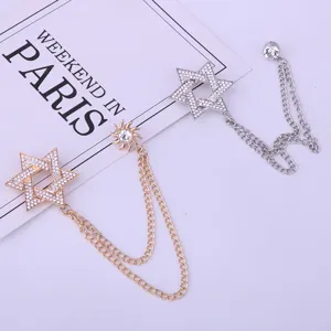 Elegante Broche De Estrella Con Estrás Y Borla Hombre Pin De Traje Joyería De Lujo