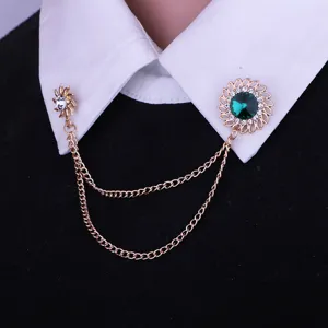 Vintage retro palace style hollow whirlpool brooch with tassel chain suit pin jewelry for men