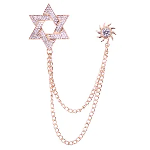 Broche De Estrella De Seis Puntas Con Estrás Y Borla Para Hombre Joya De Moda