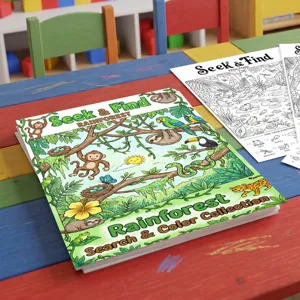 Libro da Colorare a Tema Foresta Pluviale Cerca e Trova per Bambini Poster da Disegno Educativo 10 Pagine Album di Pittura Fatto a Mano Regalo d'Arte