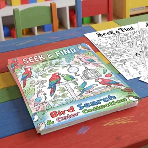 Bird Paradise Seek And Find Coloring Poster For Kids Educational Bird Search And Color Collection Paper Drawing Book