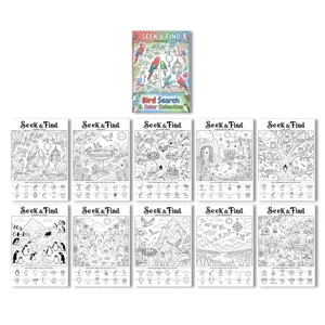 Detail view of bird search and find coloring book pages for children, fun activity sheets.