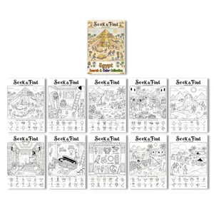 Ancient Egypt coloring book posters set children art drawing search and find activity pages