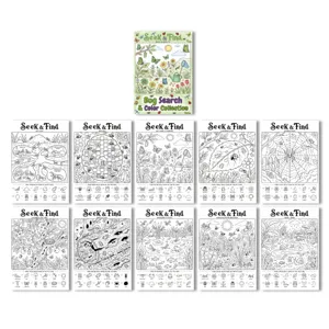 Set di poster e libri da colorare con insetti per bambini, pagine da colorare educative.