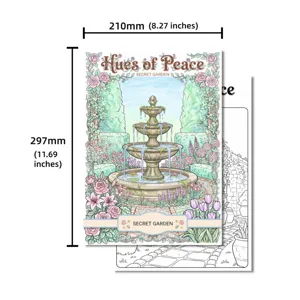 Poster da colorare con fontana da giardino formato A4 per bambini disegno pittura
