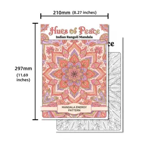 Poster libro da colorare Mandala A4 Hues of Peace motivo Indiano Rangoli arte di relax