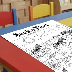 Children coloring poster safari animal seek and find drawing book for kids early education