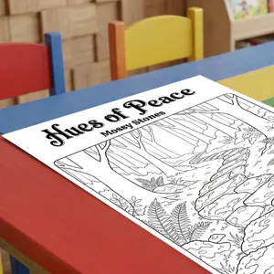 Hermoso poster para colorear bosque piedras musgosas dibujo linea libro infantil arte