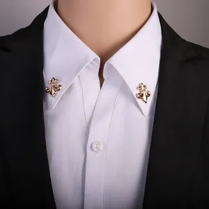 Rose gold metal collar pins detail showcase for men dress shirts and formal suits.