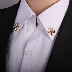 Vintage metallic collar pins set for men shirt dress suit lapel decorative brooch