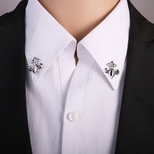 Men silver collar pins shirt clips vintage lapel brooch suit accessories fashion jewelry