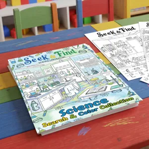 Libro da Colorare e Cercare per Bambini Temi di Laboratorio Scientifico Poster da Colorare Cerca Trova Carta da Disegno Educativa Manuale Regalo