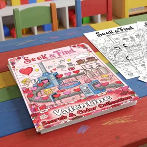 Livre de Coloriage Cherche et Trouve de la Saint Valentin pour Enfants Collection de Posters à Colorier Éducatifs