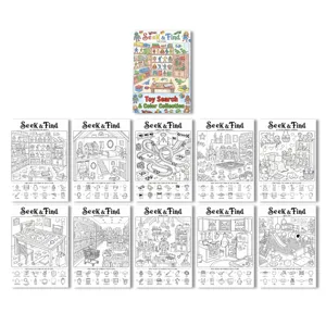 Children seek and find coloring book posters set toy search educational art activity books for kids