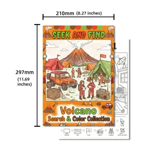 Kids volcano theme search and find coloring poster book educational drawing art toy