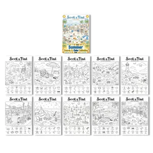 Livre de coloriage thème plage d'été pour enfants cherche et trouve livre de dessin