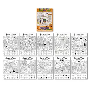 Libro da colorare Halloween Cerca e Trova per bambini pagine di attivita poster divertente