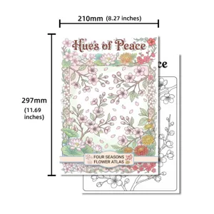 Libro de colorear flores de cuatro estaciones formato A4 póster de arte botánico.