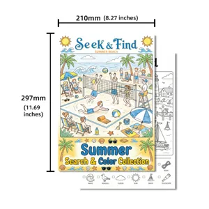 Enfants plage d'été affiche de coloriage chercher et trouver livre d'art feuille activité a4