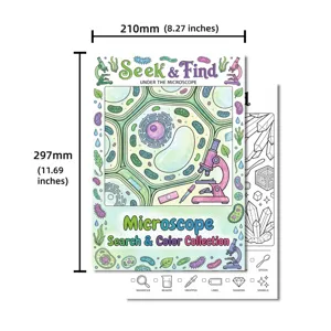Mikroskop Wissenschaft Malposter und Suchbuch für Kinder, pädagogische Kunst.