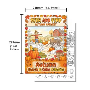 Children's autumn harvest seek and find coloring poster educational drawing book A4 size