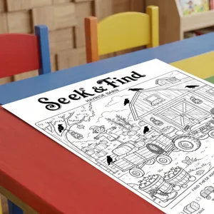 Kids autumn harvest coloring poster seek and find puzzle painting book detail view