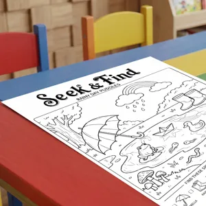 Poster de colorear busca y encuentra para niños libro de dibujo educativo lluvia