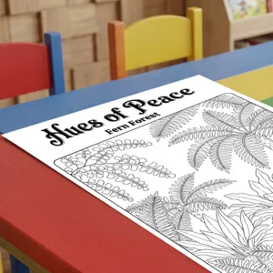 Póster de colorear de selva tropical para niños, divertido libro de dibujo de plantas.