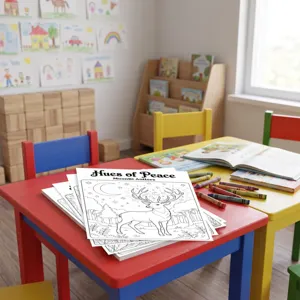 Libro de colorear para niños cartel ciervo del bosque arte de dibujo creativo.