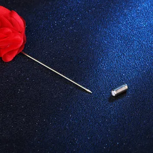 Rote Stoffblume Reversnadel Brosche mit langer Metagnadel für Damen und Herren Anzug Zubehör