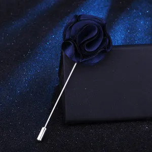 Dunkle blaue Stoff Rose Reinin Nadel Brosche elegante Anzug Accessoires Damen Herren