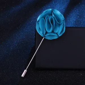 Blau Stoff Blume Reversnadel Anstecknadel fuer Herren Hochzeit Mode Accessoire elegant