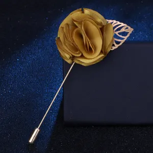 Goldene Stoffblume Anstecknadel Brosche für Herren Anzüge elegante Hochzeitsaccessoires