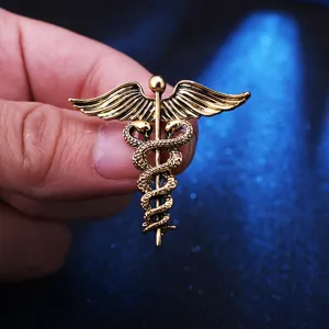 Retro angel wing snake brooch vintage gold fashion lapel pin for suit coat accessories