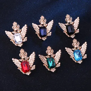 Set spilla corona aquila strass retro, accessori per risvolto giacca in metallo vintage.