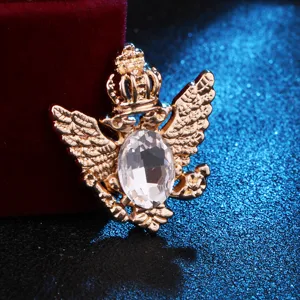 Vintage Doppeladler Strass Brosche für Herren Anzug elegante Kristall Abzeichen Deko