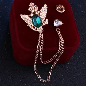 Herren Vintage Doppeladler Brosche mit Quasten Kette Anzug Mantel Revers Schmuck 2024