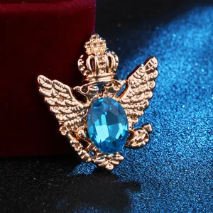 Vintage Doppeladler Brosche, elegante Herren Retro Anzugjacke mit Strass Abzeichen.