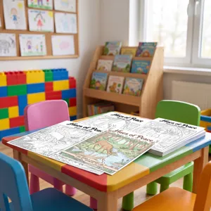 Libro para colorear infantil con tema de ciervo de bosque para creacion artistica.