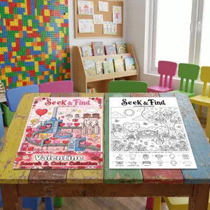 Affiche de coloriage Cherche et Trouve Saint-Valentin vue detaille activite enfants.