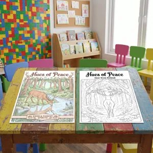 Ninos colorear poster conjunto bosque ciervo tema creativo bricolaje arte pintura libro dibujo