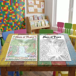 Set de carteles para colorear niños selva tropical cascada arte papel de dibujo juguete educativo