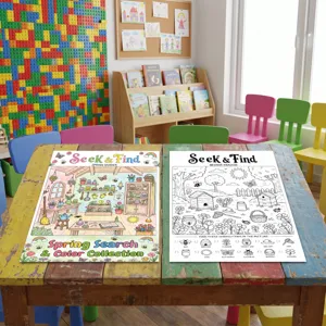 Póster de colorear niños busca y encuentra libro de actividades educativas dibujo arte