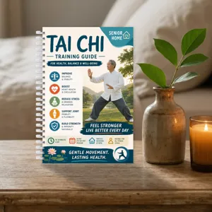 Detailansicht des 28-seitigen Tai-Chi-Trainingshandbuchs für Senioren zu Hause, Spiralbindung.