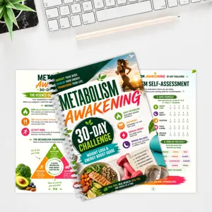Dettaglio della guida di sfida di 30 giorni del metabolismo e del planner di perdita di peso.