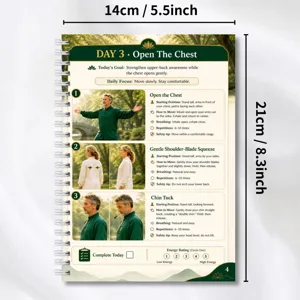 Daily Taichi Health Plan Notebook Spiral Bound Daily Exercise Manual Open Chest Guide