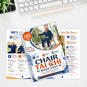 Manuale a spirale per esercizi di tai chi da seduti, guida benessere per principianti.
