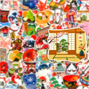 50pcs Japanese style cute cartoon stickers set, waterproof vinyl decal for laptop, water bottle.