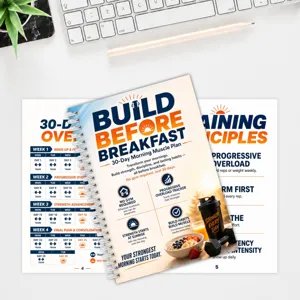30-Tage Morgen-Fitness-Planer Spiralnotizbuch Detailansicht mit täglichem Trainingsplan.