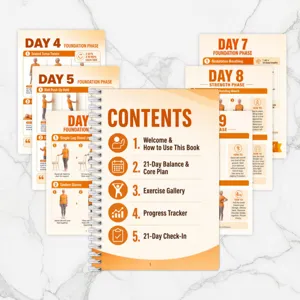 28-Seiten Spiral Fitness Planer Notizbuch, 21 Tage Core Workout Protokoll und Tagesübungsheft.